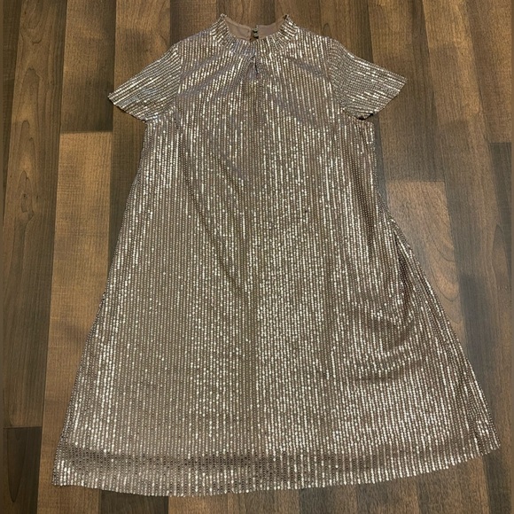 Silver Sequin A-Line Mini Dress for Cocktail - Picture 14 of 16
